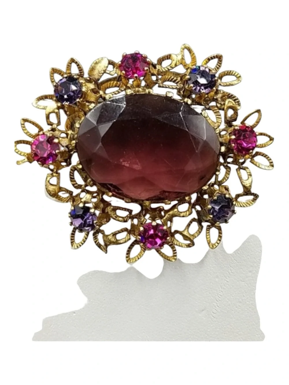 Vintage Austria Fuschia & Purple Rhinestone Brooch